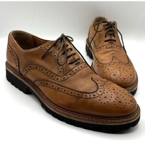 KENNETH COLE Wing Tip Oxford Men's Size 9 Tan Leather Techni-Cole Dress Shoe